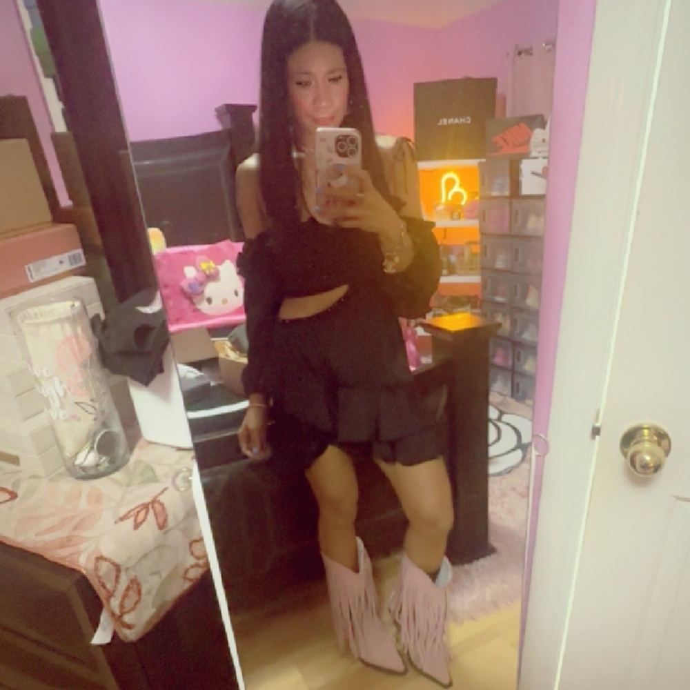 Dolls Kill Pink Fringe Western Boots - Picture 11 of 12